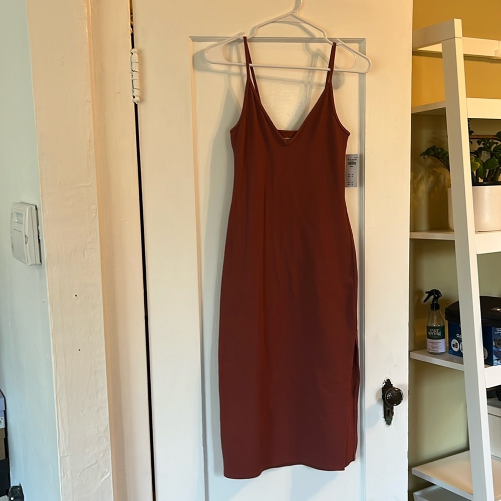 Abercrombie soft collection Seamless Ribbed Dress Rose brown / Rusty  size S